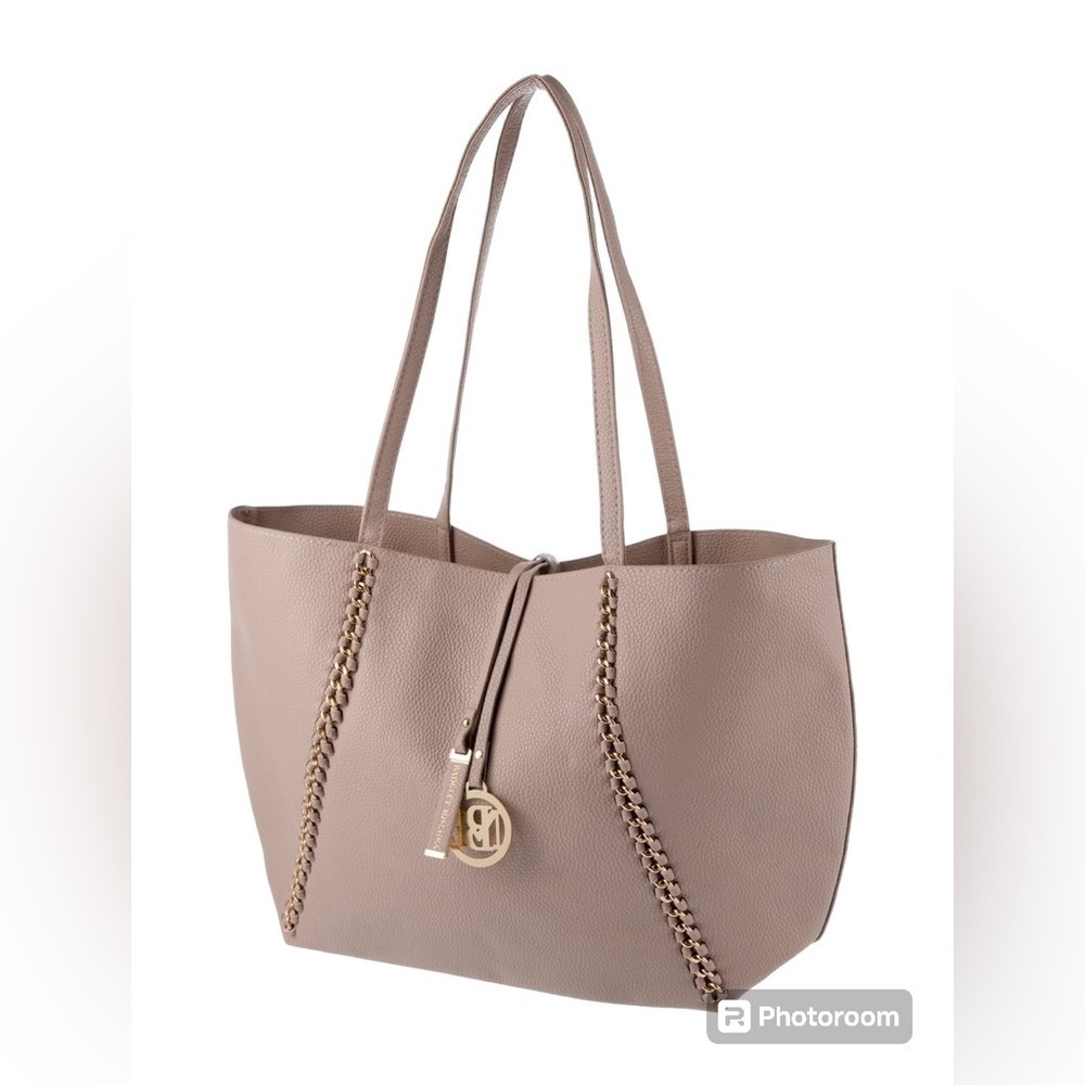 BADGLEY MISCHKA Decorative Chain Tote Bag_~Taupe